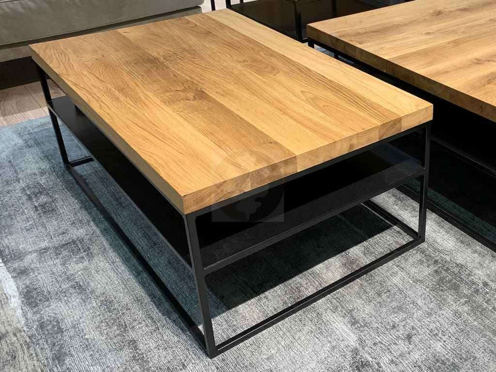 Couchtisch Eiche Massiv Stahlgestell 120X100Cm Höhe 40Cm Mit Ablage regarding Eiche Wohnzimmertisch Couchtisch Eiche Massiv Stahlgestell 120X100Cm Höhe 40Cm Mit Ablage regarding Eiche Wohnzimmertisch
