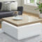 Couchtisch Mit 2 Schubladen & Leds - Mdf Lackiert - Weiß & Eichefarben -  Halo Ii in Couchtisch Weiß Mit Schublade Couchtisch Mit 2 Schubladen & Leds – Mdf Lackiert – Weiß & Eichefarben –  Halo Ii In Couchtisch Weiß Mit Schublade