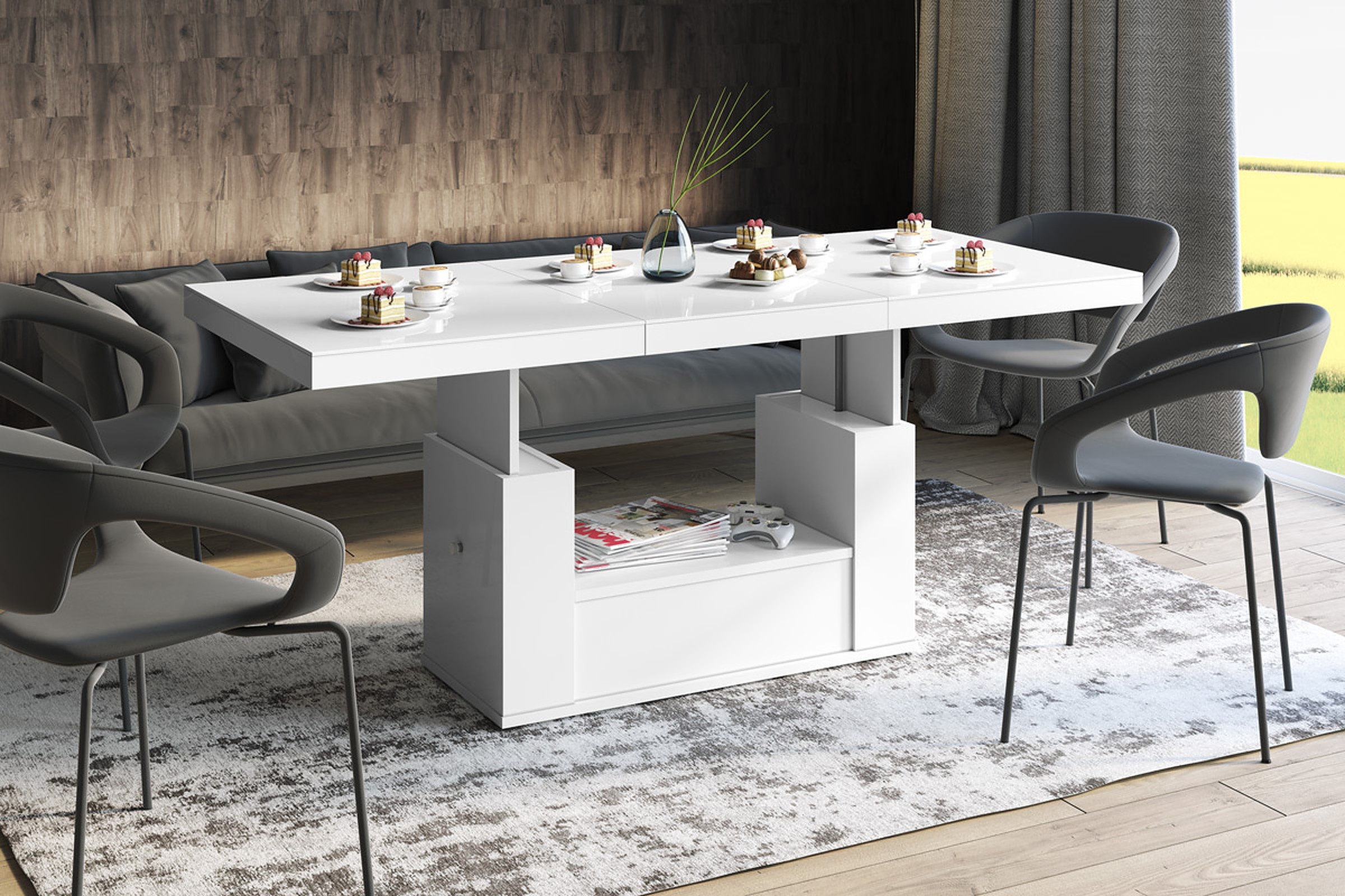 Design Couchtisch Tisch Hm-111 Hochglanz Schublade Höhenverstellbar  Ausziehbar Esstisch pertaining to Höhenverstellbarer Couchtisch Weiß Design Couchtisch Tisch Hm 111 Hochglanz Schublade Höhenverstellbar  Ausziehbar Esstisch Pertaining To Höhenverstellbarer Couchtisch Weiß
