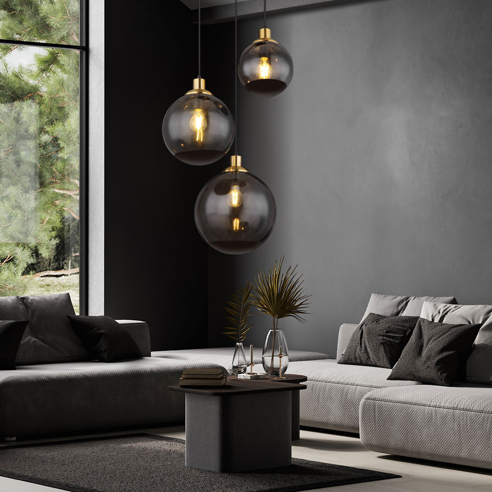Hängeleuchte Glas Modern Pendellampe Wohnzimmer Rauchglas Schwarz 3  Flammig, Metall Glaskugeln Messing Retro, 3X E27 Fassungen, Dxh 51X120 Cm,  | Etc throughout Hängeleuchte Wohnzimmer Hängeleuchte Glas Modern Pendellampe Wohnzimmer Rauchglas Schwarz 3  Flammig, Metall Glaskugeln Messing Retro, 3X E27 Fassungen, Dxh 51X120 Cm,  | Etc throughout Hängeleuchte Wohnzimmer