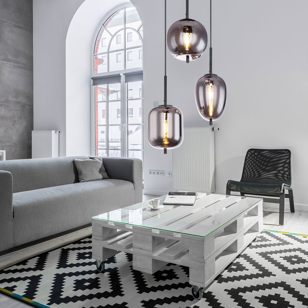 Hängeleuchte Wohnzimmer Pendellampe Designleuchte Esstischlampe 3-Flammig  Mit Glasschirm, Metall Rauch, 3X E14, Dxh 46X120 Cm, | Etc Shop intended for Wohnzimmer Hängeleuchte Hängeleuchte Wohnzimmer Pendellampe Designleuchte Esstischlampe 3-Flammig  Mit Glasschirm, Metall Rauch, 3X E14, Dxh 46X120 Cm, | Etc Shop intended for Wohnzimmer Hängeleuchte