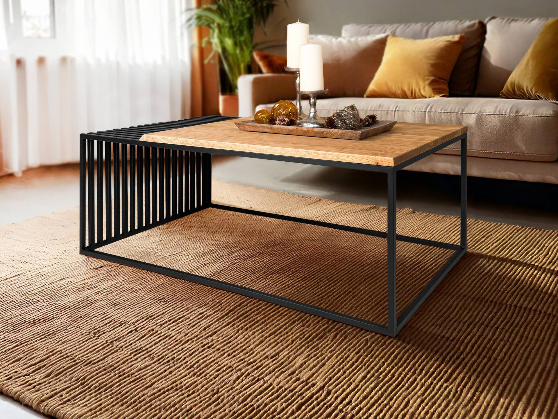 Jezz Couchtisch, Material Massivholz/Metall, Eiche Geölt/Schwarz intended for Couchtisch Eiche Metall Jezz Couchtisch, Material Massivholz/Metall, Eiche Geölt/Schwarz Intended For Couchtisch Eiche Metall