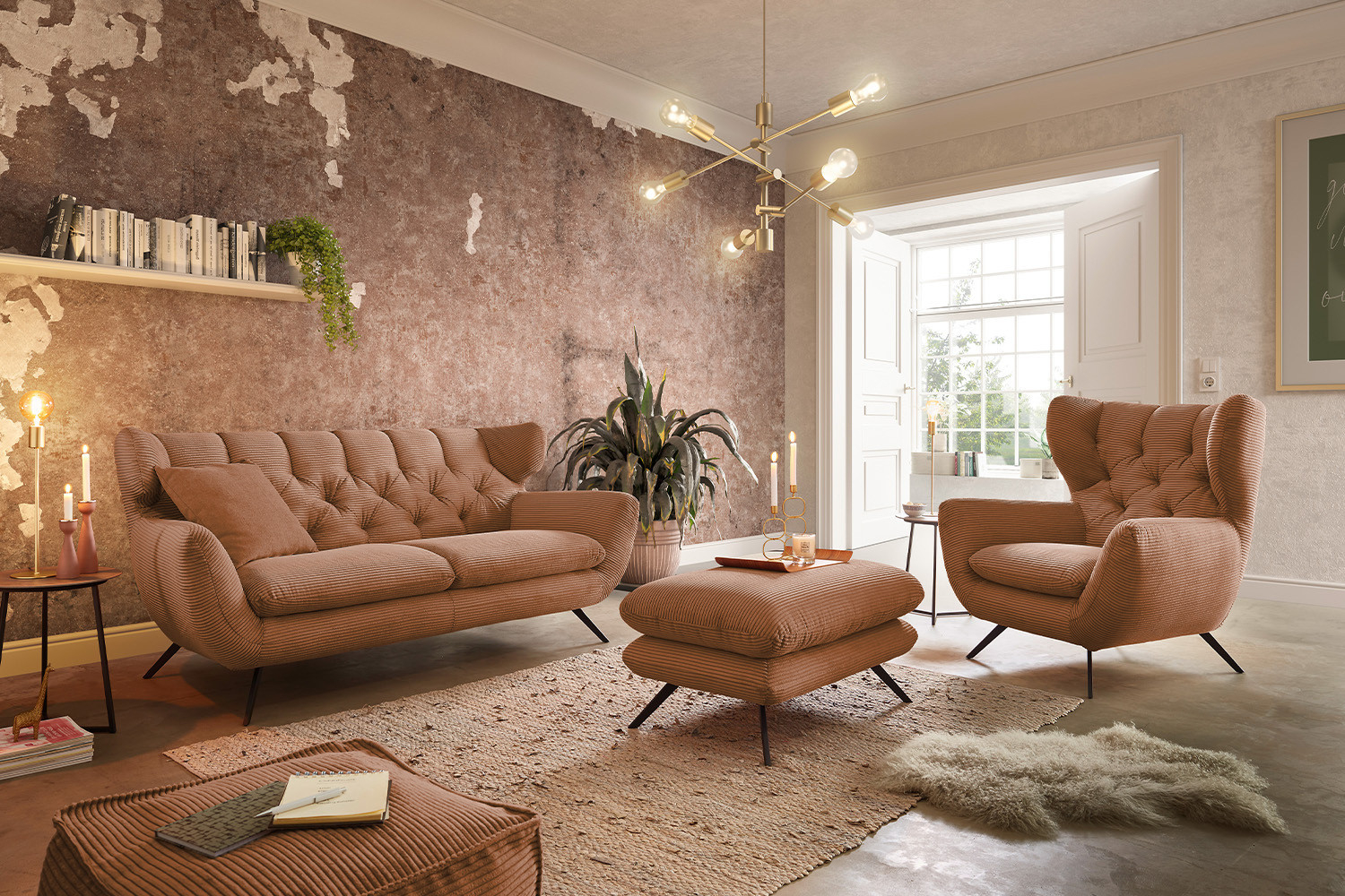 Kawola Sitzgruppe Charme 2-Sitzer Cord Rost | Möbel Style for Sitzgruppe Wohnzimmer Kawola Sitzgruppe Charme 2 Sitzer Cord Rost | Möbel Style For Sitzgruppe Wohnzimmer