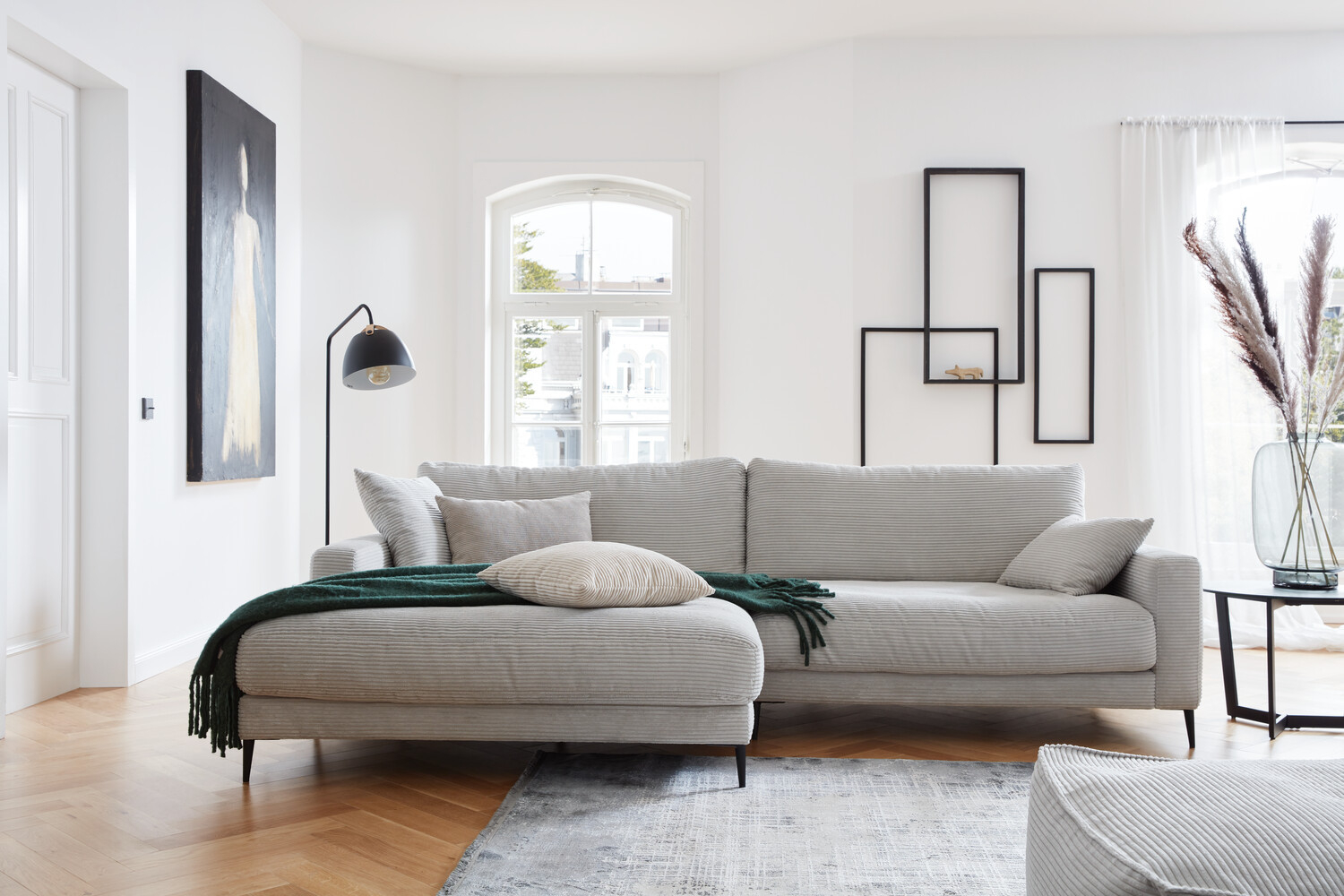 Sitzgruppe Sofa Nwotpu 190X272 Cord Light Grey Fuß Schwarz with Sitzgruppe Wohnzimmer Sitzgruppe Sofa Nwotpu 190X272 Cord Light Grey Fuß Schwarz With Sitzgruppe Wohnzimmer