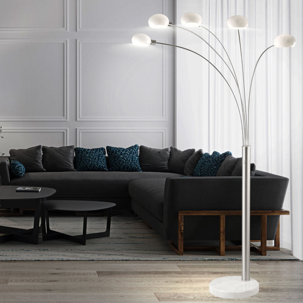 Stehlampe, Marmor, Glas Weiß, 5-Flammig, Dimmer, H 210 Cm for Moderne Stehlampen Wohnzimmer Stehlampe, Marmor, Glas Weiß, 5-Flammig, Dimmer, H 210 Cm for Moderne Stehlampen Wohnzimmer