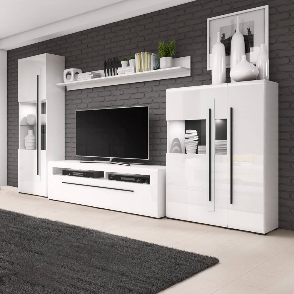 Wohnwand Weiß Hochglanz Turda-83 Moderner Stil Mit Glas with Wohnwand Weiß Hochglanz Modern Wohnwand Weiß Hochglanz Turda 83 Moderner Stil Mit Glas With Wohnwand Weiß Hochglanz Modern