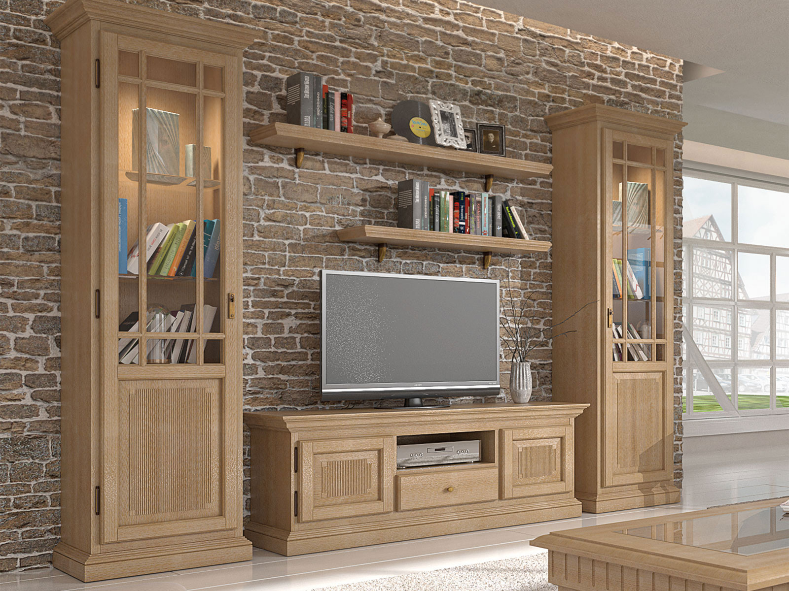 Wohnzimmer Schränke Set Wohnwand Duett 2 Vitrinen Tv Lowboard 2 Wandbords  Duett Pinie Massiv with Wohnzimmerschränke Wohnzimmer Schränke Set Wohnwand Duett 2 Vitrinen Tv Lowboard 2 Wandbords  Duett Pinie Massiv with Wohnzimmerschränke