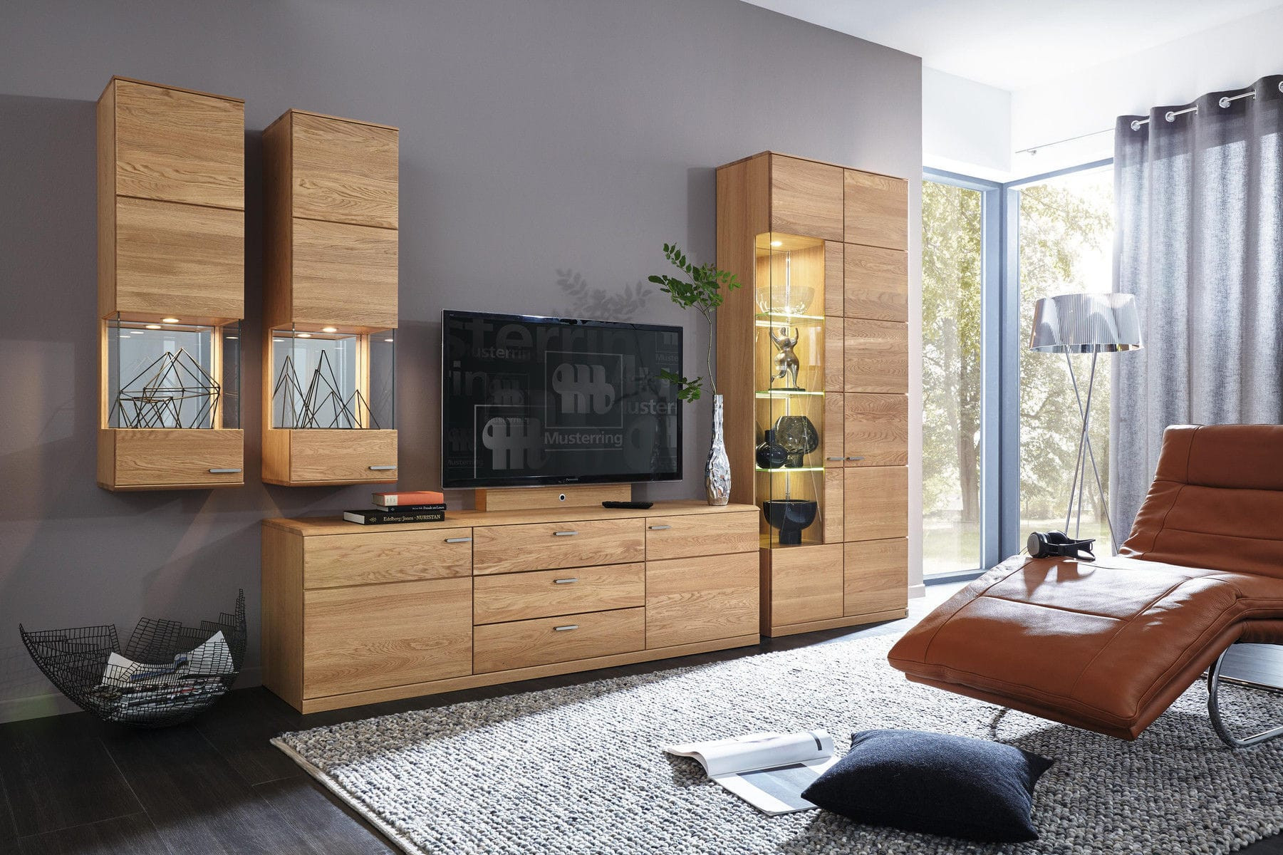 Contemporary Tv Wall Unit - Kanto - Musterring - Oak / Modular intended for Musterring Wohnwand