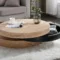 Couchtisch Rund – Drehbar – Mdf – Schwarz & Holzfarben Hell With Regard To Wohnzimmertisch Rund