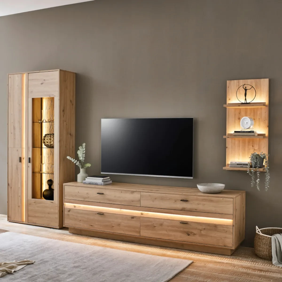 Ideal Möbel Boca Wohnwand 1 Eiche Artisan Dekor Mit Frontbeleuchtung throughout Eiche Wohnwand Ideal Möbel Boca Wohnwand 1 Eiche Artisan Dekor Mit Frontbeleuchtung Throughout Eiche Wohnwand